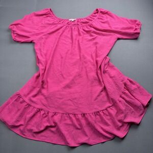 Ophelia Roe Barbie Pink‎ Puff Sleeve Ruffle XL Loose Fit Tunic